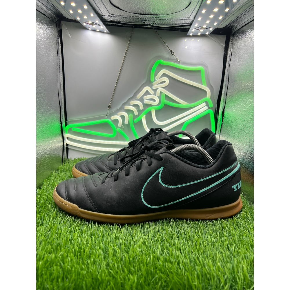 Nike‎ TiempoX Genio II Leather IC Black Teal Gum Soccer Size 12 819234-004